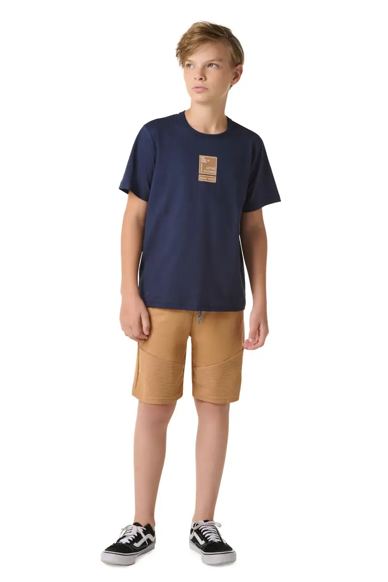 CJ.JUV CAMISETA M/M C/ REF. E BERM. MOLETINHO C/ RECORTE MOL. TEXTURIZADO E CORDÃO / SORTIDA / 0